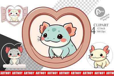 Clipart Heart Axolotl Sublimation artnoy 