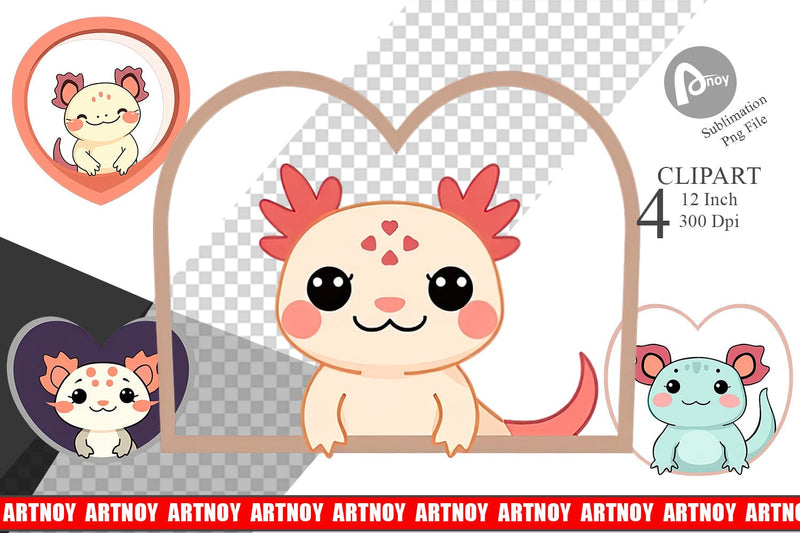 Clipart Heart Axolotl Sublimation artnoy 