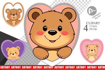 Clipart Heart Bear Sublimation artnoy 