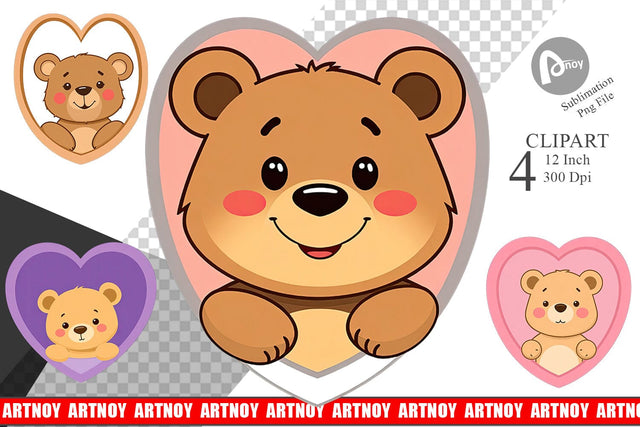 Clipart Heart Bear Sublimation artnoy 
