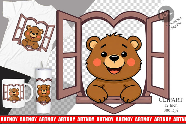 Clipart Heart Bear Sublimation artnoy 