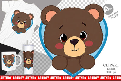 Clipart Heart Bear Sublimation artnoy 