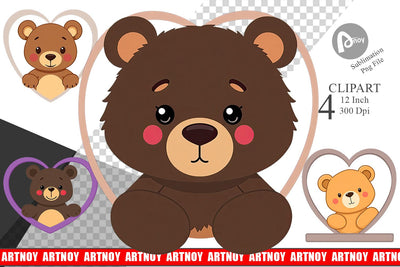 Clipart Heart Bear Sublimation artnoy 