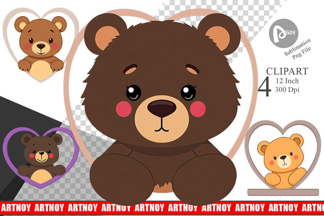 Clipart Heart Bear Sublimation artnoy 