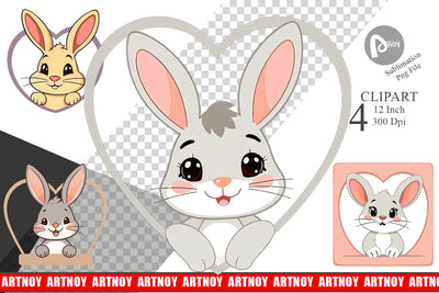 Clipart Heart Bunny Sublimation artnoy 