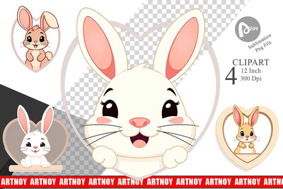 Clipart Heart Bunny Sublimation artnoy 