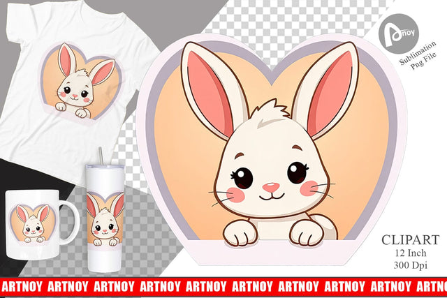 Clipart Heart Bunny Sublimation artnoy 