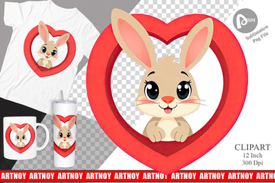 Clipart Heart Bunny Sublimation artnoy 