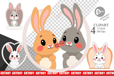 Clipart Heart Bunny Sublimation artnoy 
