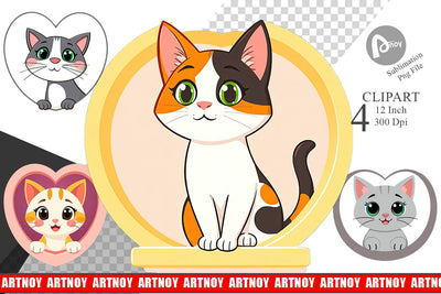 Clipart Heart Cat Sublimation artnoy 