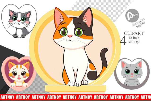 Clipart Heart Cat Sublimation artnoy 