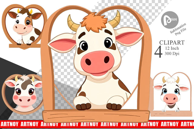 Clipart Heart Cow Sublimation artnoy 