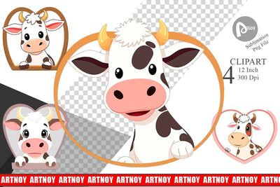 Clipart Heart Cow Sublimation artnoy 