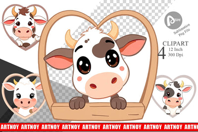 Clipart Heart Cow Sublimation artnoy 
