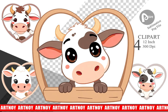 Clipart Heart Cow Sublimation artnoy 