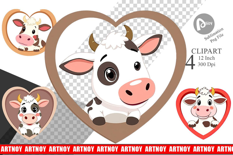 Clipart Heart Cow Sublimation artnoy 