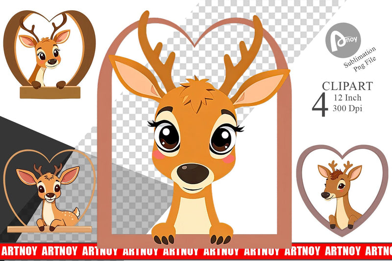 Clipart Heart Deer Sublimation artnoy 
