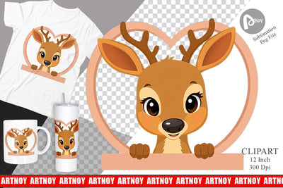 Clipart Heart Deer Sublimation artnoy 