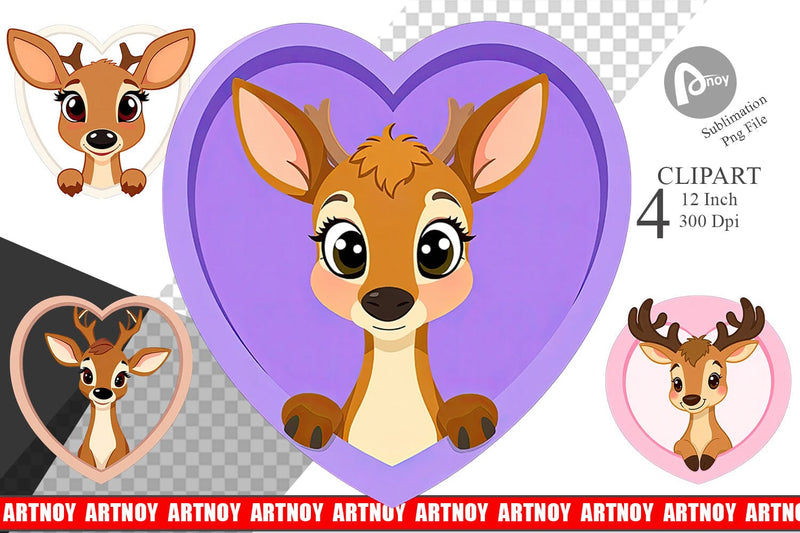 Clipart Heart Deer Sublimation artnoy 