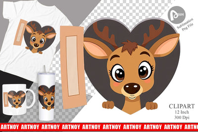 Clipart Heart Deer Sublimation artnoy 