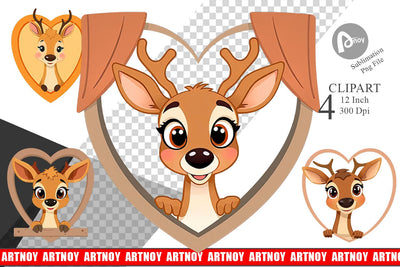 Clipart Heart Deer Sublimation artnoy 