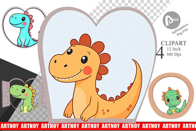 Clipart Heart Dinosaur Sublimation artnoy 