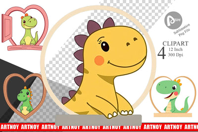 Clipart Heart Dinosaur Sublimation artnoy 