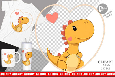 Clipart Heart Dinosaur Sublimation artnoy 