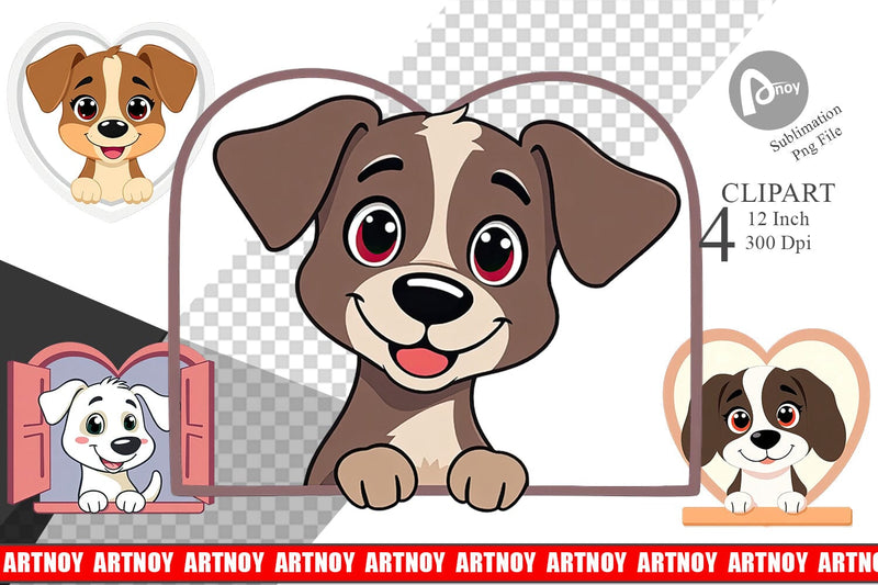 Clipart Heart Dog Sublimation artnoy 