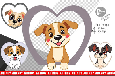 Clipart Heart Dog Sublimation artnoy 