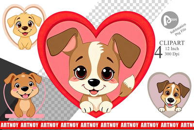 Clipart Heart Dog Sublimation artnoy 