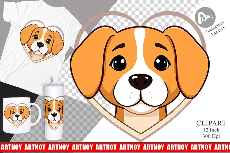 Clipart Heart Dog Sublimation artnoy 