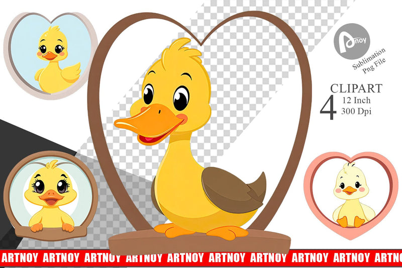 Clipart Heart Duck Sublimation artnoy 