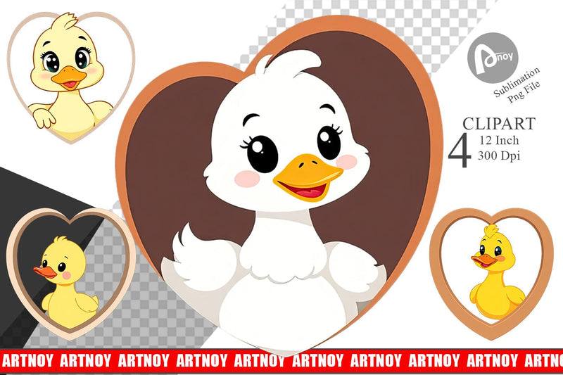 Clipart Heart Duck Sublimation artnoy 