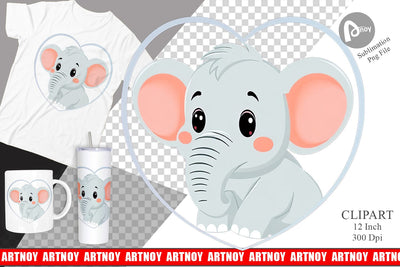 Clipart Heart Elephant Sublimation artnoy 