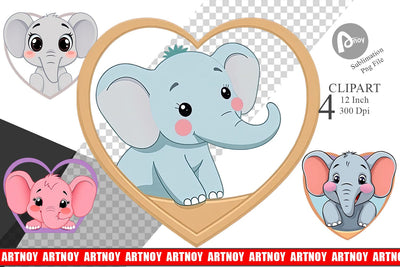 Clipart Heart Elephant Sublimation artnoy 