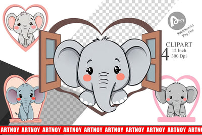 Clipart Heart Elephant Sublimation artnoy 