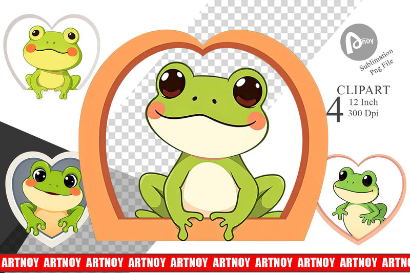 Clipart Heart Frog Sublimation artnoy 