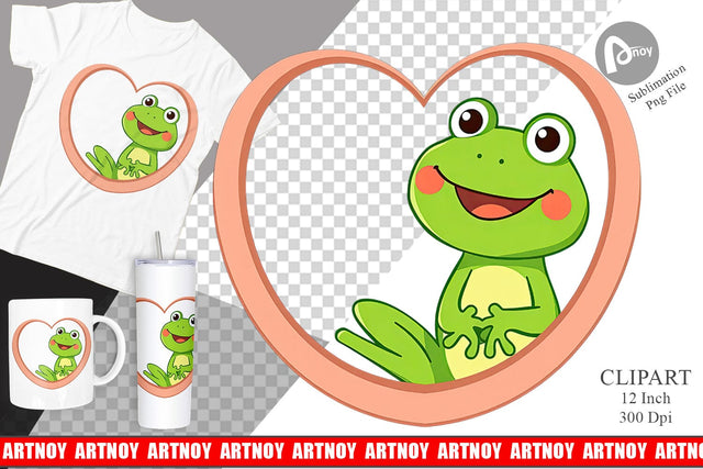Clipart Heart Frog Sublimation artnoy 
