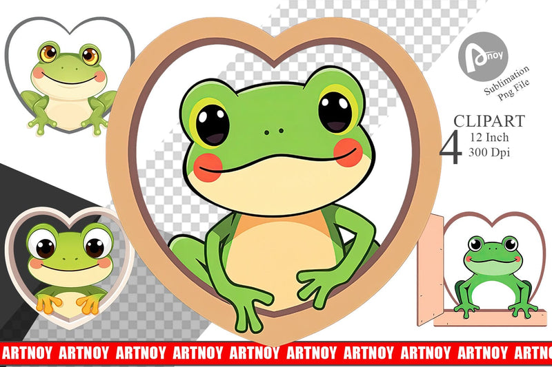 Clipart Heart Frog Sublimation artnoy 