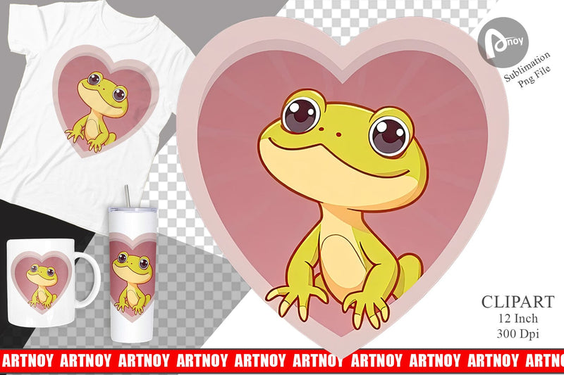 Clipart Heart Gecko Sublimation artnoy 