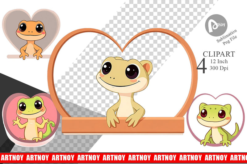 Clipart Heart Gecko Sublimation artnoy 