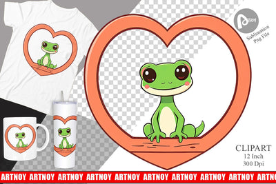 Clipart Heart Gecko Sublimation artnoy 