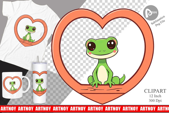 Clipart Heart Gecko Sublimation artnoy 