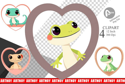 Clipart Heart Gecko Sublimation artnoy 