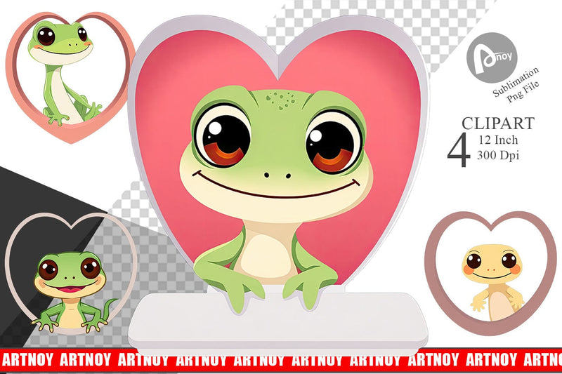 Clipart Heart Gecko Sublimation artnoy 