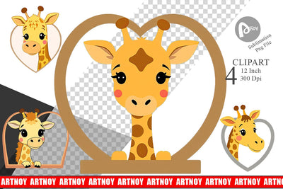 Clipart Heart Giraffe Sublimation artnoy 