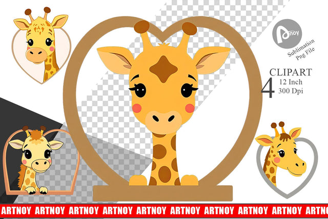 Clipart Heart Giraffe Sublimation artnoy 