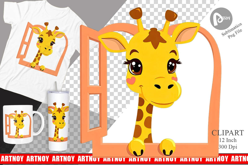 Clipart Heart Giraffe Sublimation artnoy 