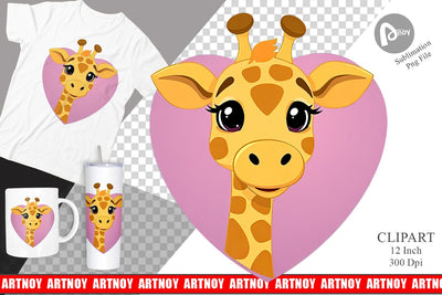 Clipart Heart Giraffe Sublimation artnoy 